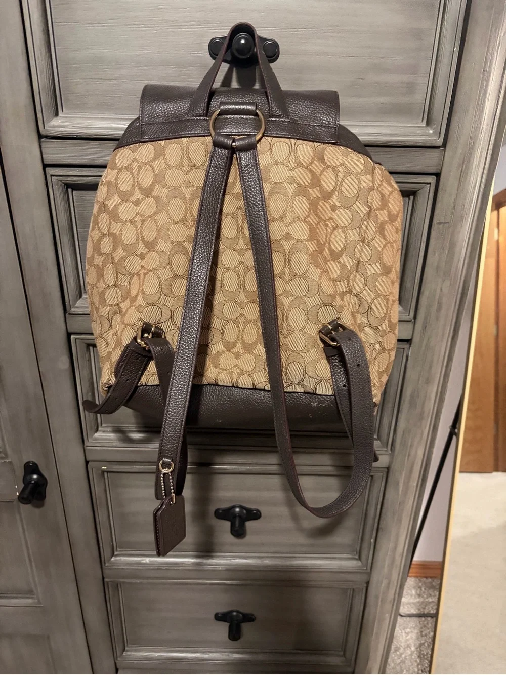 Coach Billie Brown Jacquard Signature Canvas Backpack - Picture 2 of 9